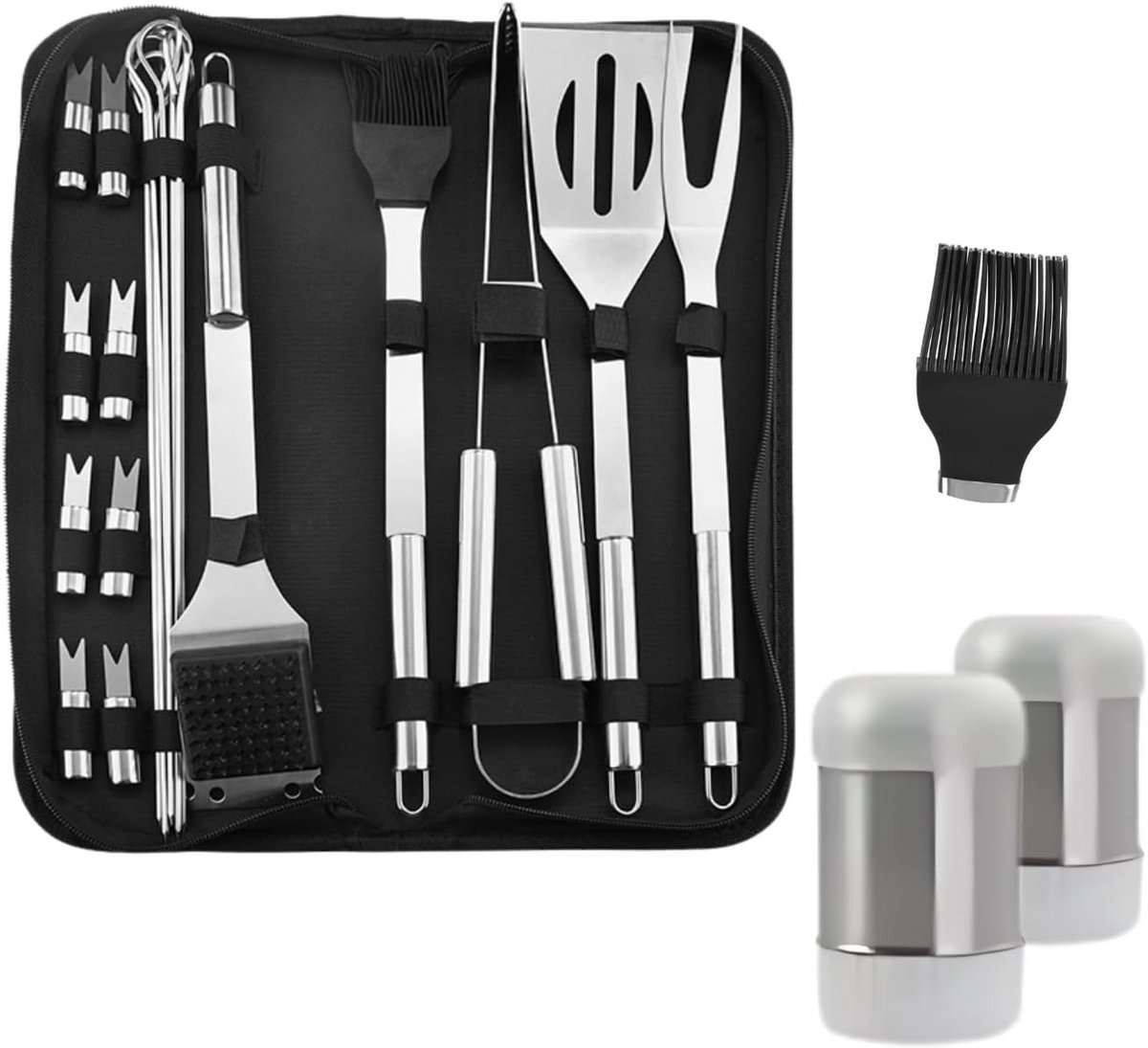 Complete BBQ Gereedschapset 28 Delen - Roestvrij Staal Grillaccessoires