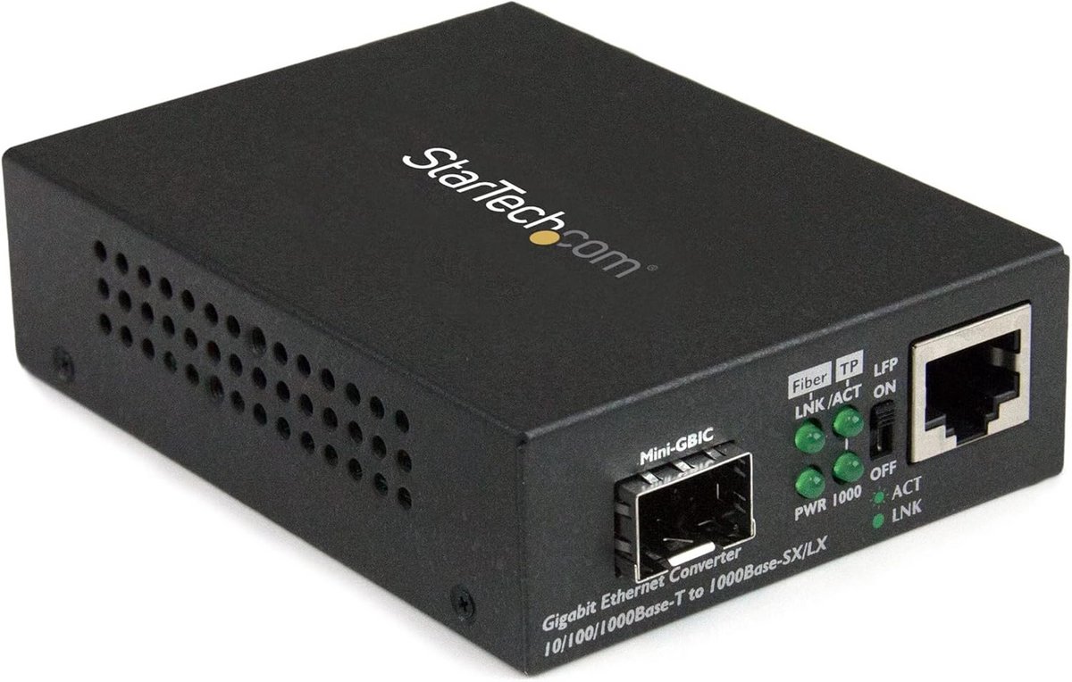 Gigabit Glasvezel Media Converter met Open SFP Slot - 10/100/1000 Netwerk Ondersteuning