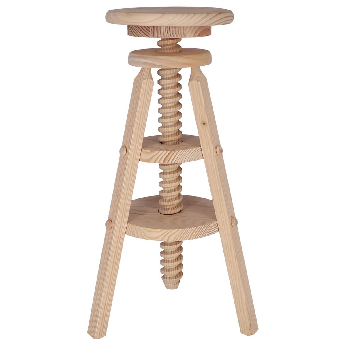 Houten Kruk Krukje Hoogte Verstelbaar Zitdiameter 30 cm