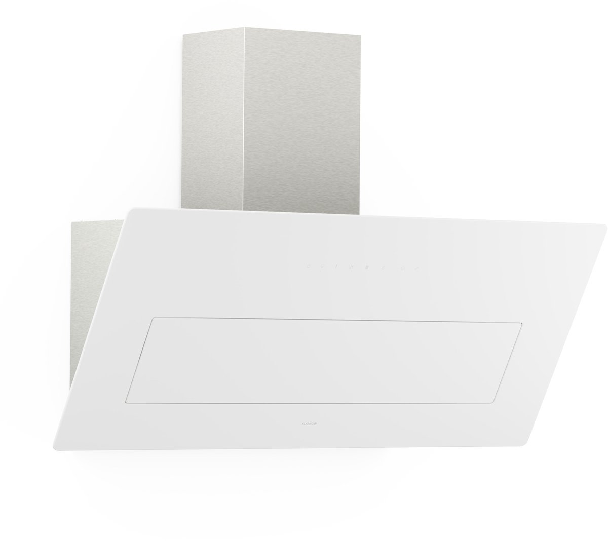 Klarstein SleekAir Afzuigkap - 90 cm schuine afzuigkap, 718 m³/u, A++ energie-efficiëntie, Touch-bediening, LED 2700-6500 K, Wit, Afvoer & recirculatie, Stille Eco Home-functie