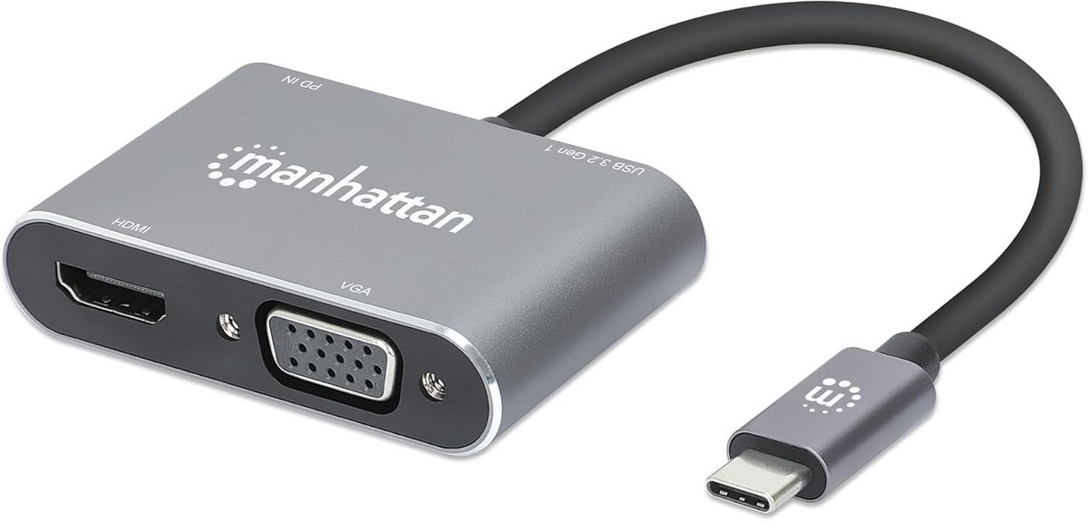 USB-C Hub met HDMI, VGA, USB-A en 87W Power Delivery voor Laptop en Tablet