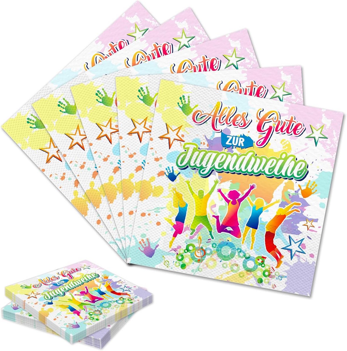 Servetten met 'Happy Birthday' voor kinderfeestjes en themafeesten, 33x33 cm