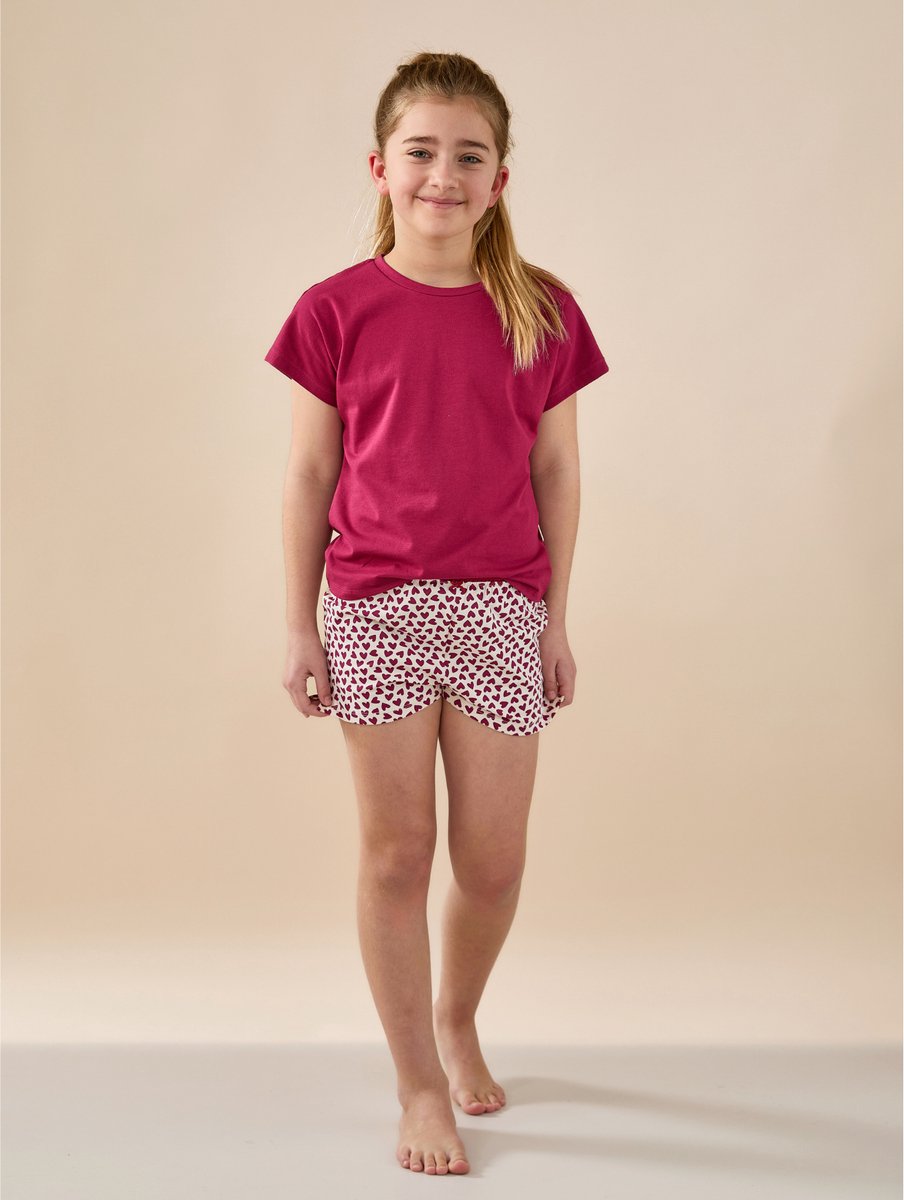 Little Label CARRIE - meisjespyjama - rode hartjes - extra zachte bio katoen-176 rood