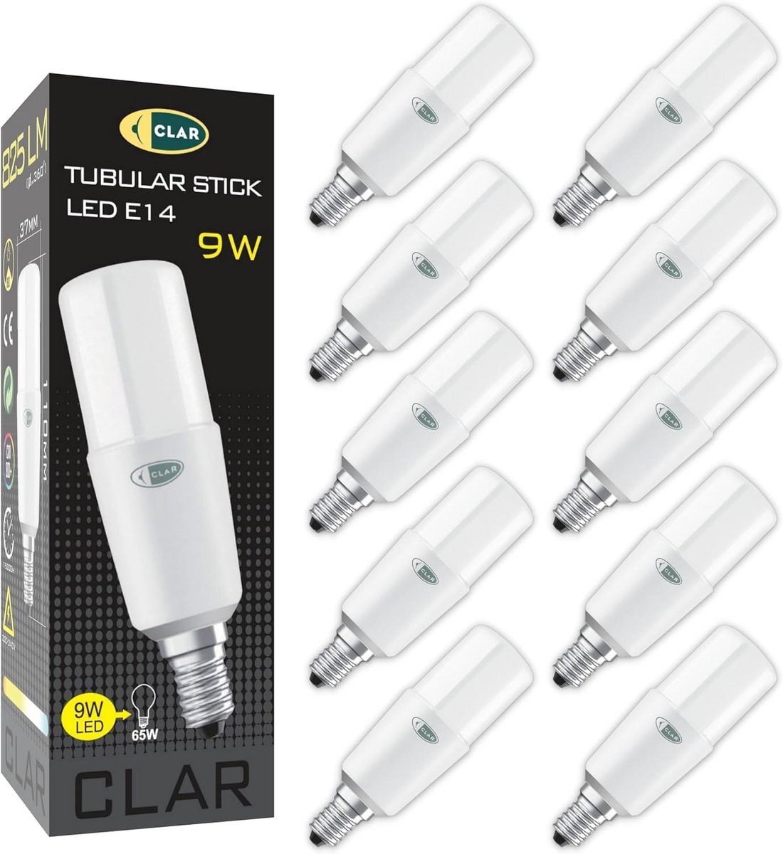 Set van 10 E14 LED Lampen 9W Vervangt 65W Gloeilamp Koud Wit Licht Lange Levensduur