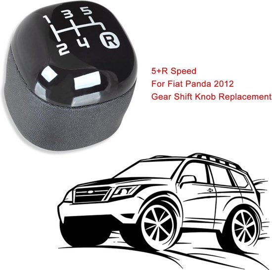 Schakelknop 5 Versnellingen voor Fiat Panda 2012-2024 Zwart — afbeelding 3