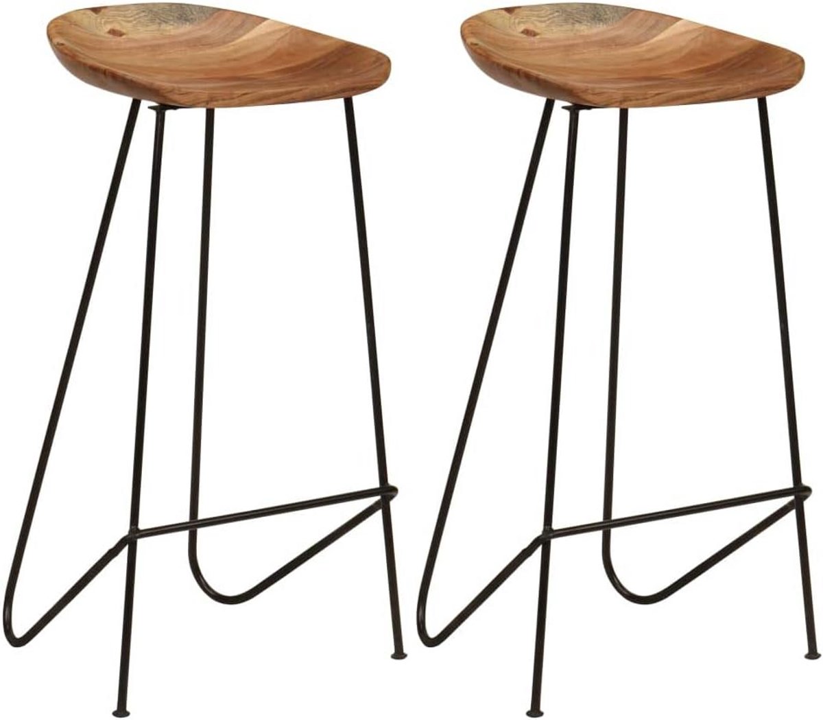 Set van 2 Houten Barkrukken met Industriële Stijl, 76 cm Hoog