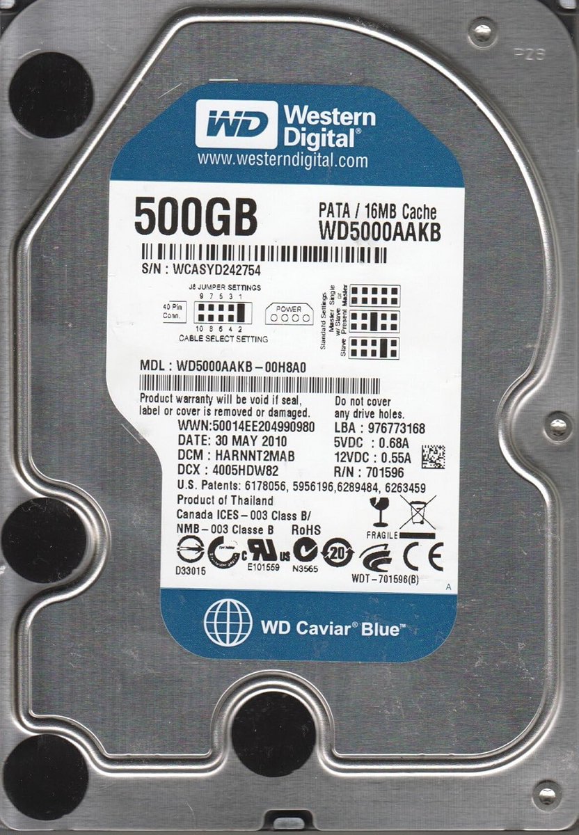 Interne Harde Schijf 500GB voor Desktop PC - 3.5 inch, 7200rpm, 16MB Cache, E-IDE