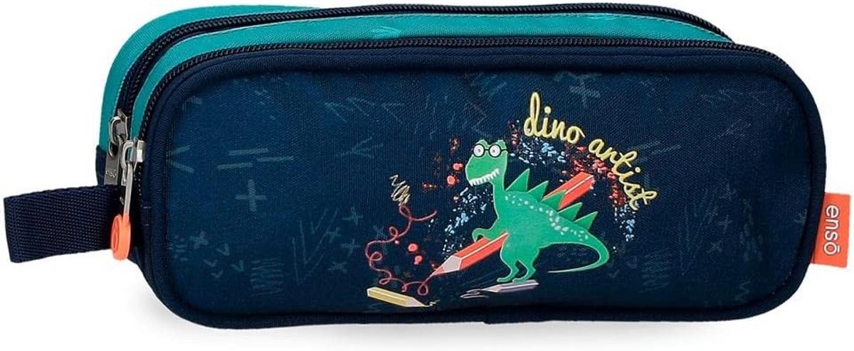 Dubbel Pennen Etui met Dino-Stijl, Ruim en Kleurrijk