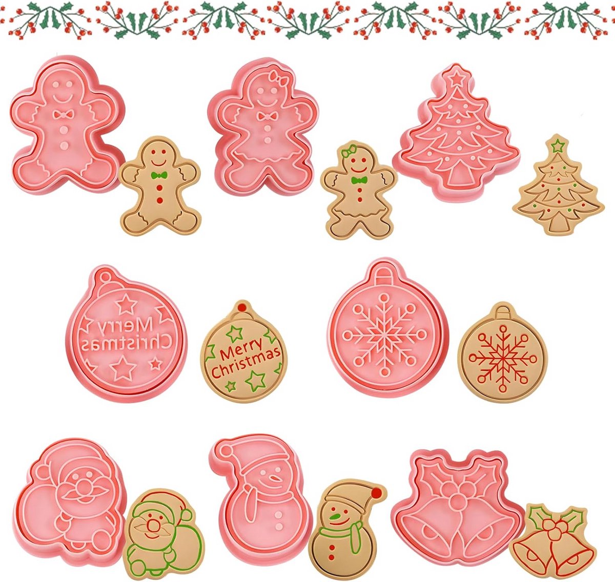 Kerstkoekjes uitsteekvormen set voor feestelijke baksels