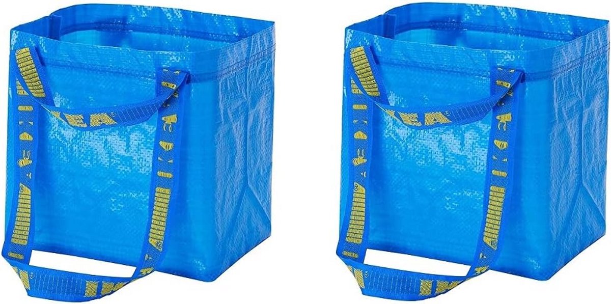 Set van 2 Duurzame, Herbruikbare Draagtassen Blauw 27x27 cm