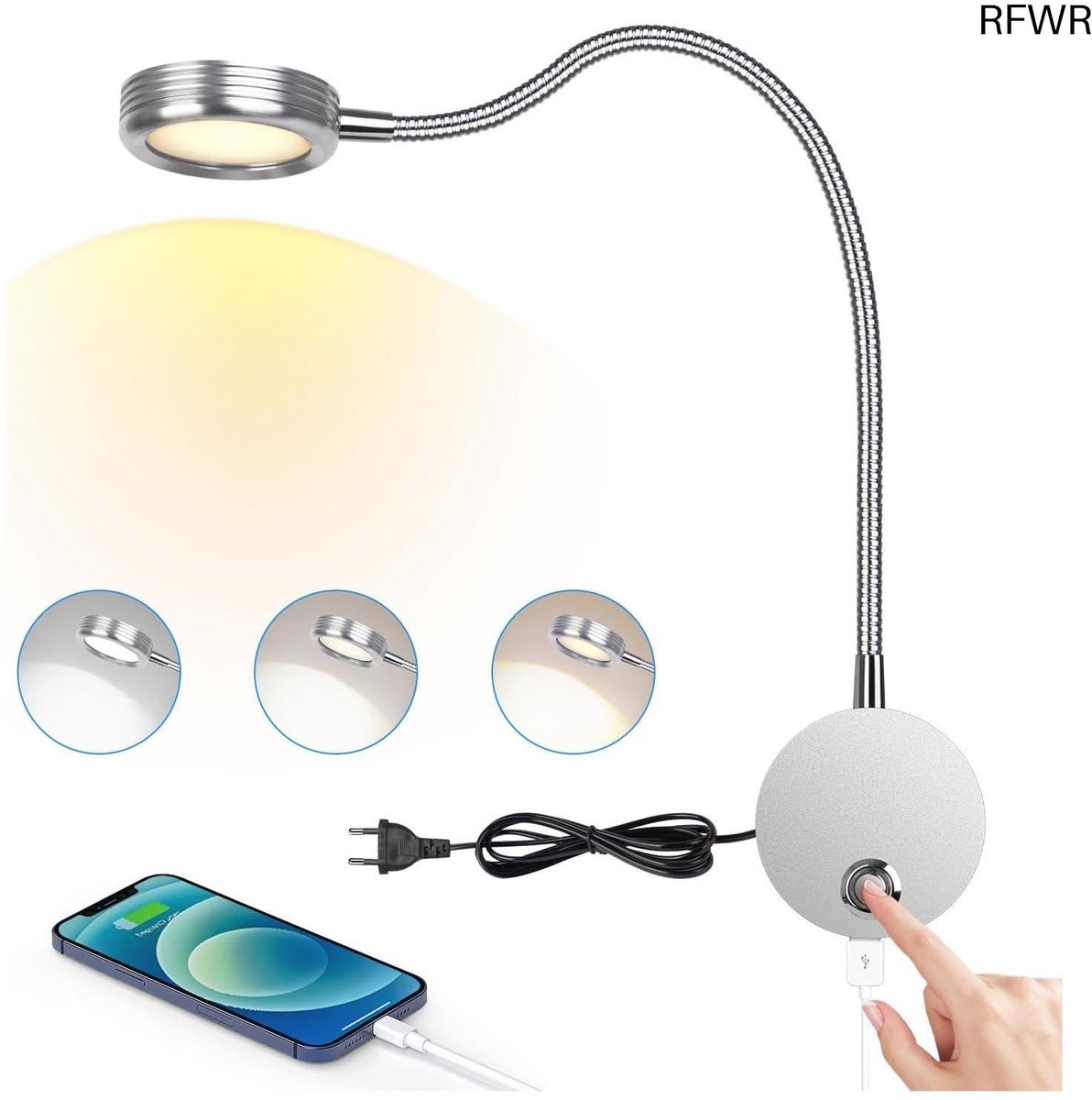 Bedlampjes Hoofdbord - Leeslampjes met Meerdere Standen - Bedlamp Slaapkamer Volwassenen - Wit - Functioneel