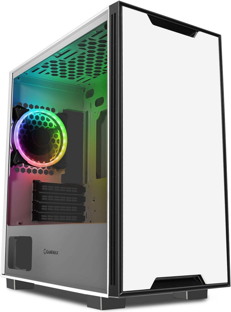 M-ATX PC Gaming Behuizing Wit met Gehard Glas Paneel en ARGB Ventilator