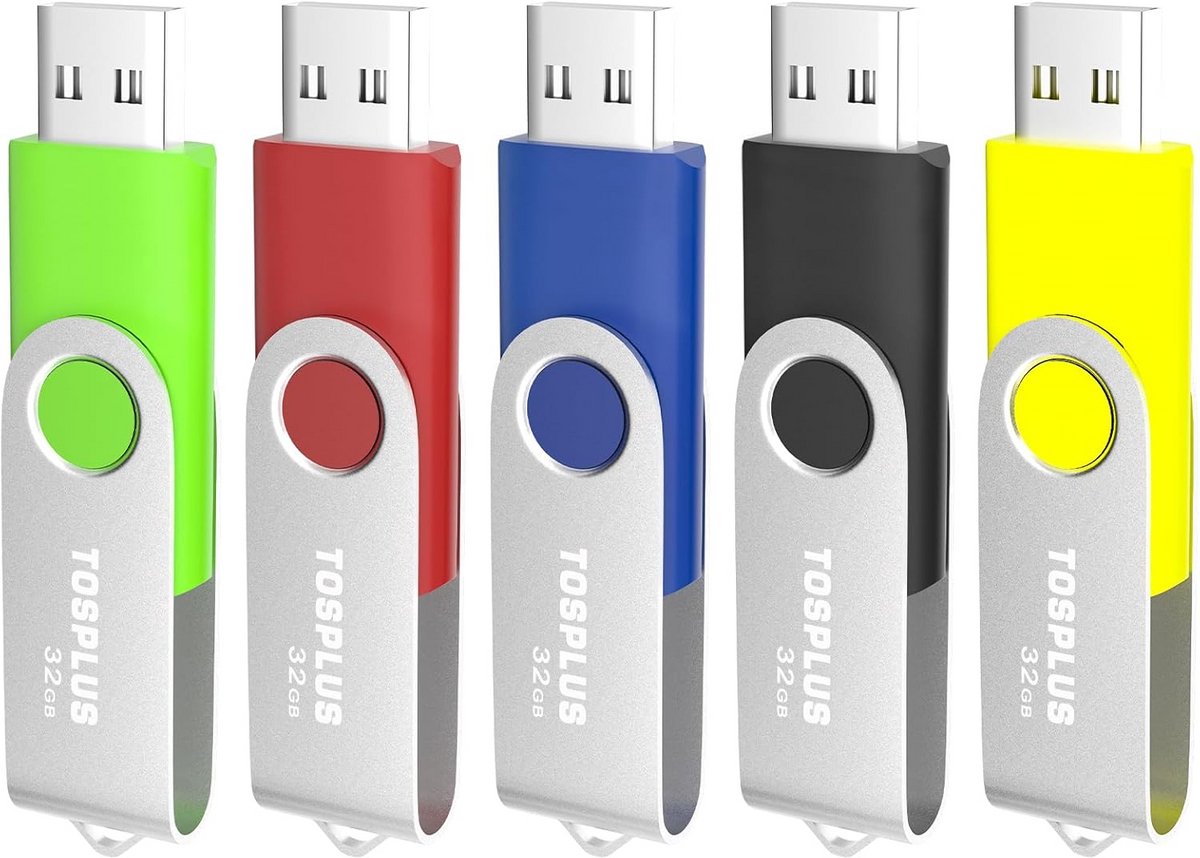Set van 5 USB-sticks 32GB - USB 2.0 Geheugensticks - Diverse Kleuren