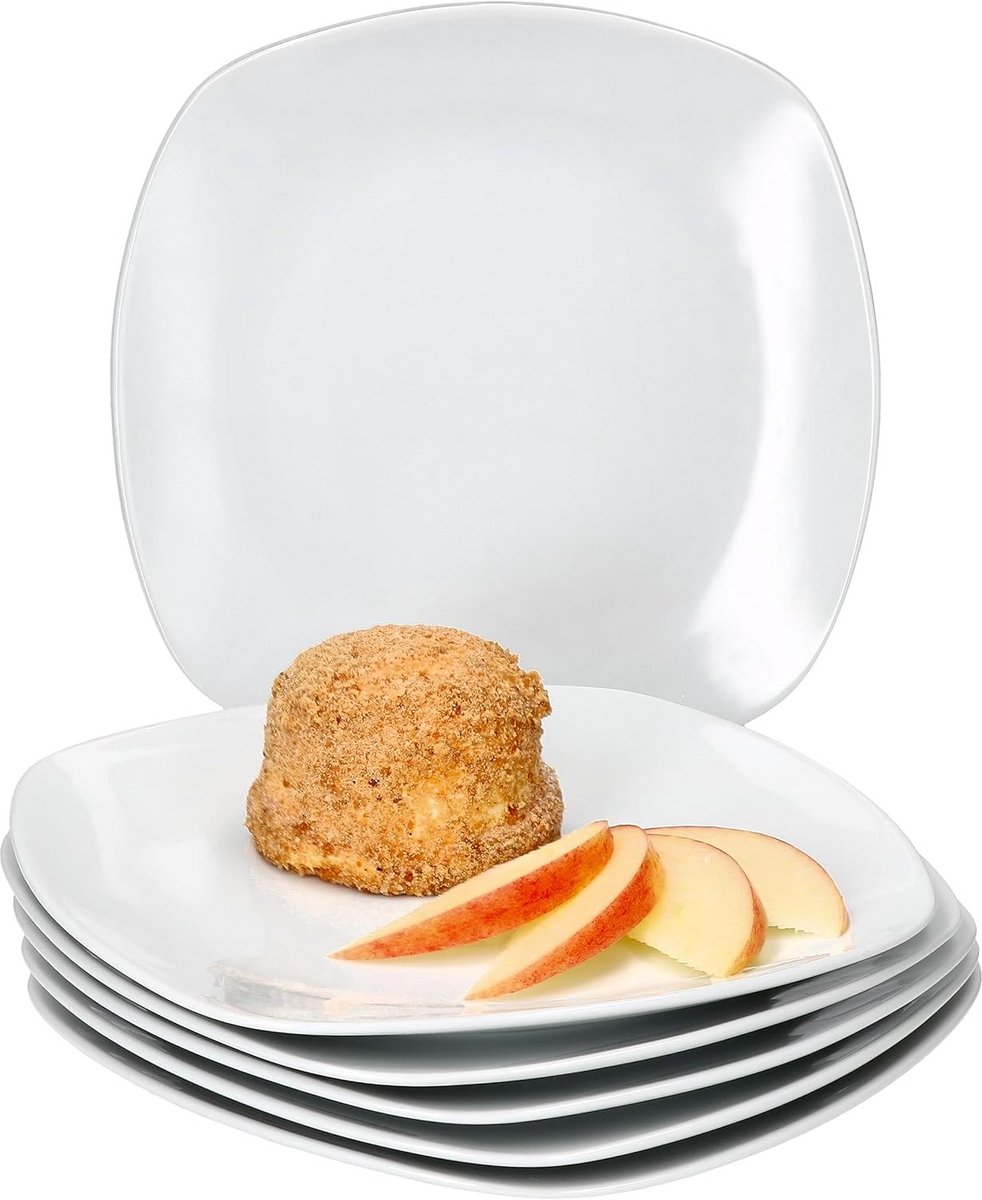Set van 6 Witte Porseleinen Gebakschotels - Ideaal voor Ontbijt, Dessert en Hapjes