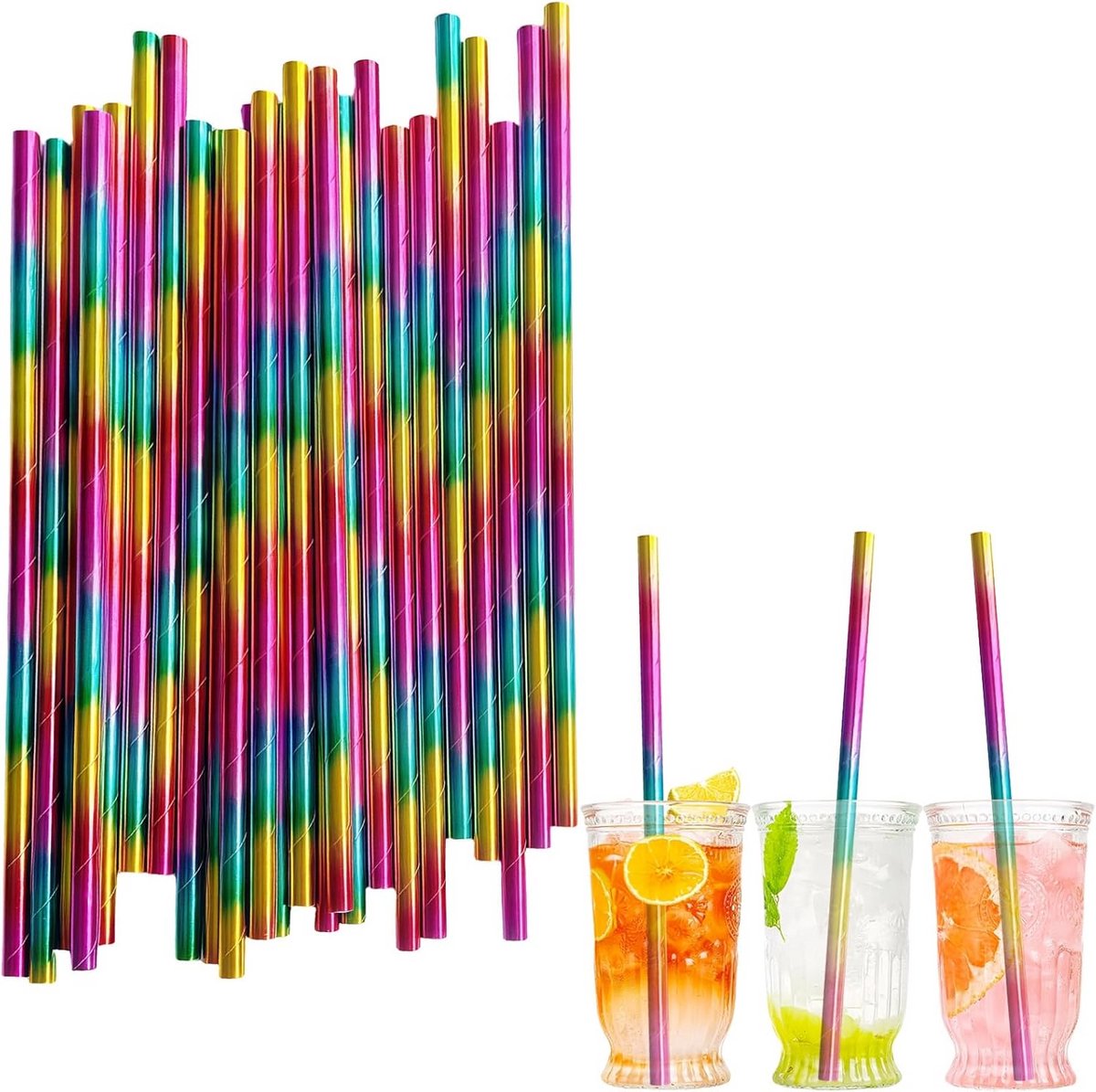 Papieren Rietjes 24 Stuks Kerstfeest Cocktailrietjes voor Drankjes