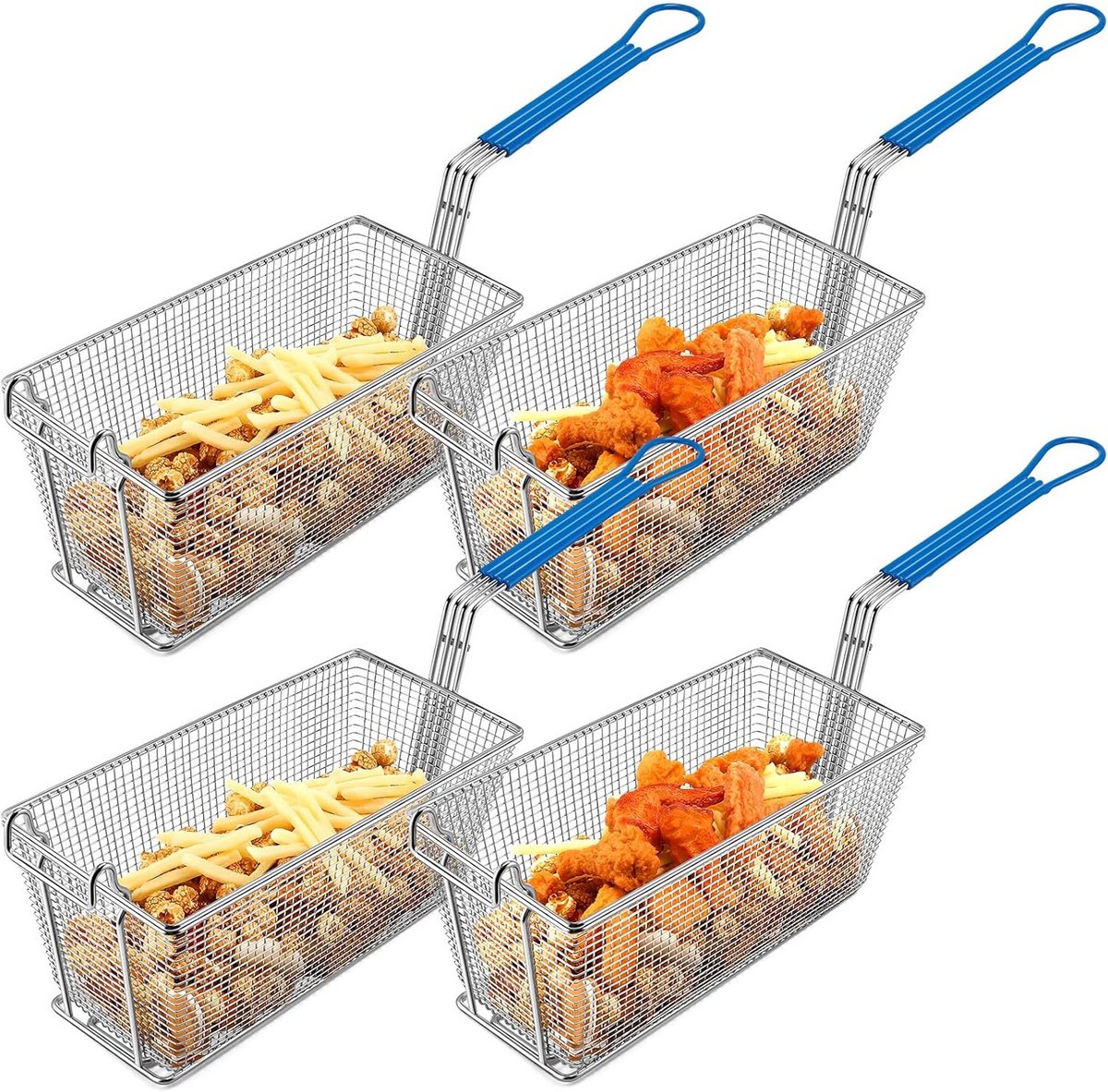 4x Frituurmand RVS 33.7 x 16.5 x 15.2 cm voor Keuken en Horeca