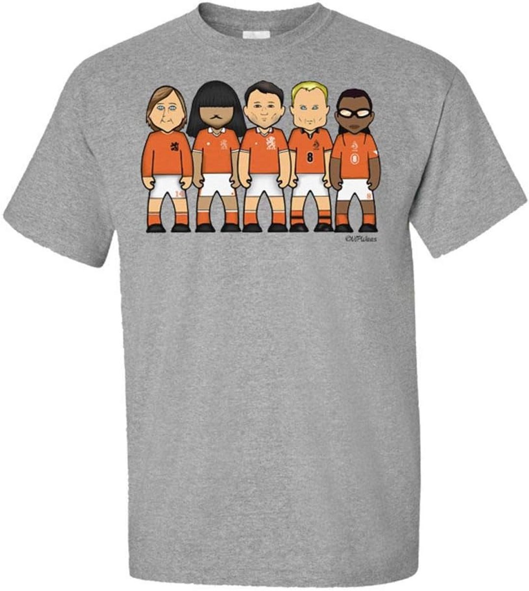 T-Shirt met Caricatuur Nederlandse Voetballegendes - 100% Biologisch Katoen