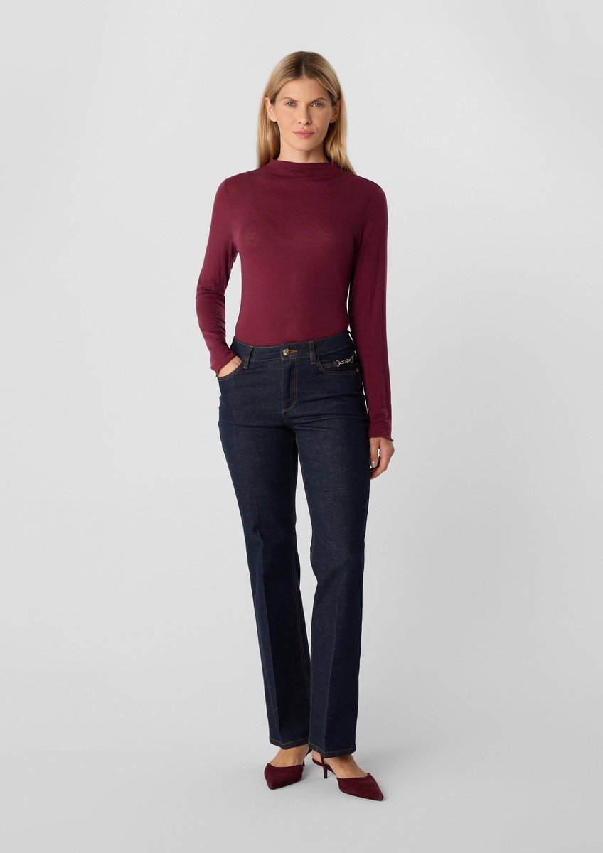 comma - female - Uitlopende denim met bies