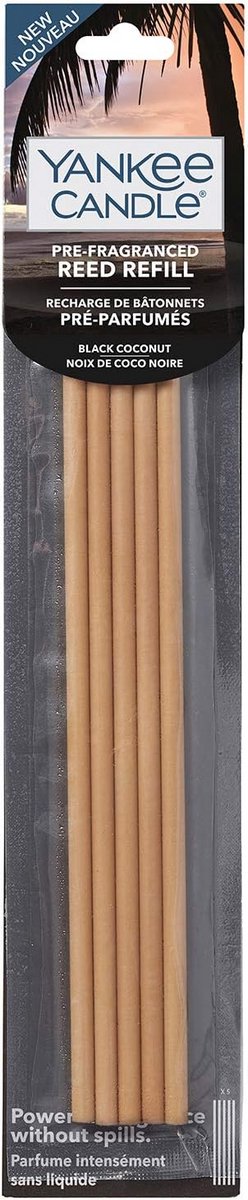 Geurverspreider Navullingen Rietstokjes voor in Huis, Zwarte Kokosnoot, Set van 5