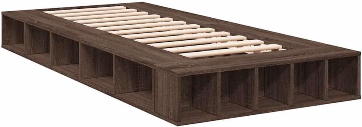 Eenpersoons Bedframe met Opbergvakken Hout Eikenkleur 90x190 cm