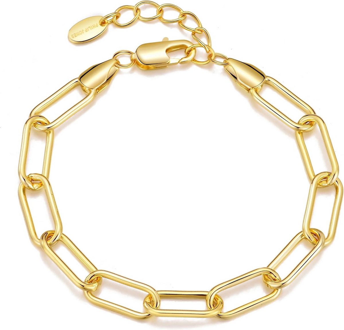 Verguld Paperclip Armband met Schakelketting en Karabijnsluiting