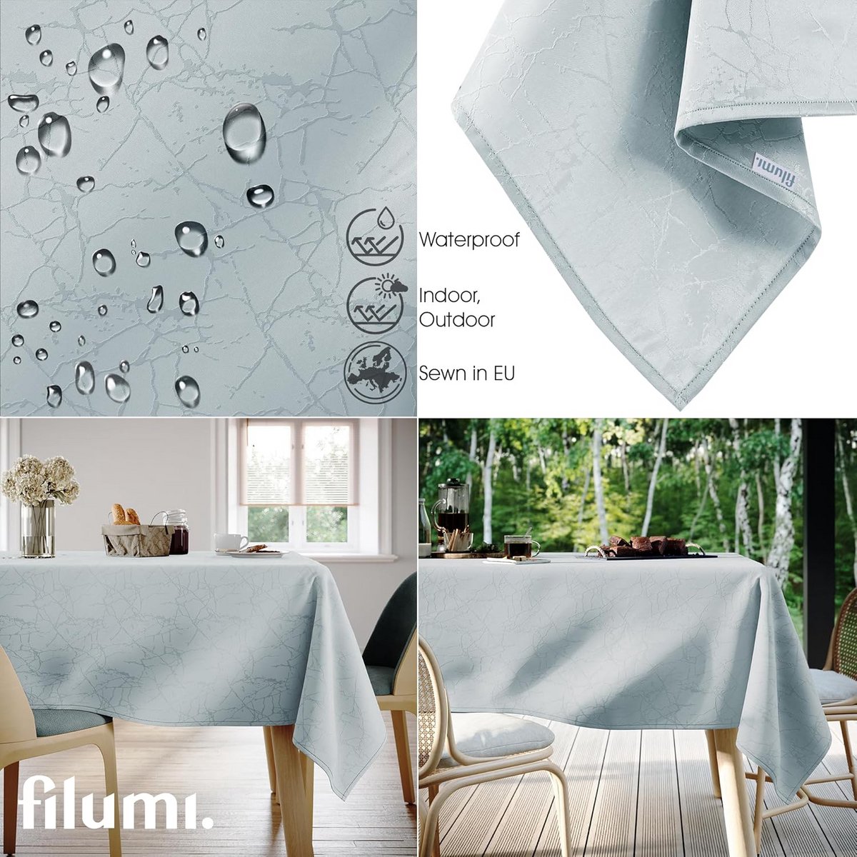 Tafelkleed 120x180 cm Zilver Wasbaar Binnen en Buiten Marmerlook