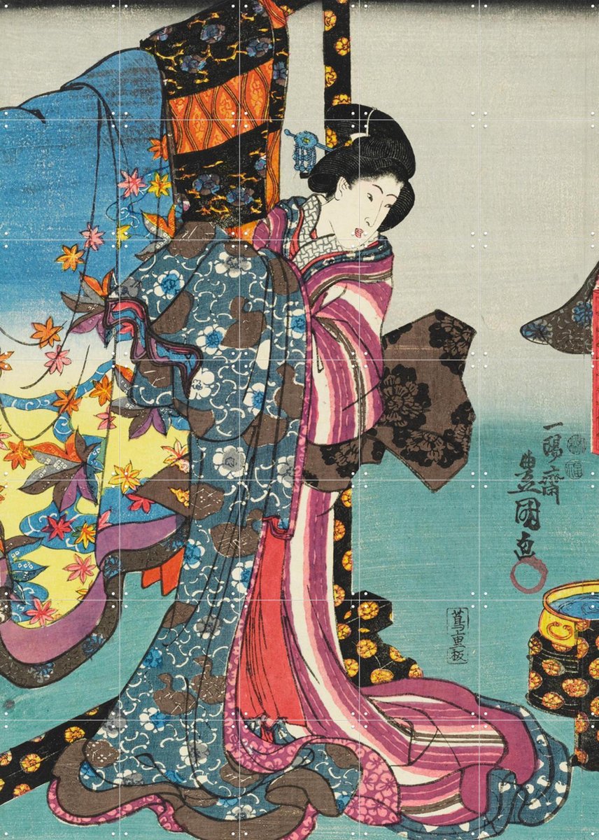 IXXI Fashionable brocade patterns of the Imperial palace, Utagawa Kuniyoshi & Victoria and Albert Museum - 100 x 140 cm - Gratis ophangtool - Grote