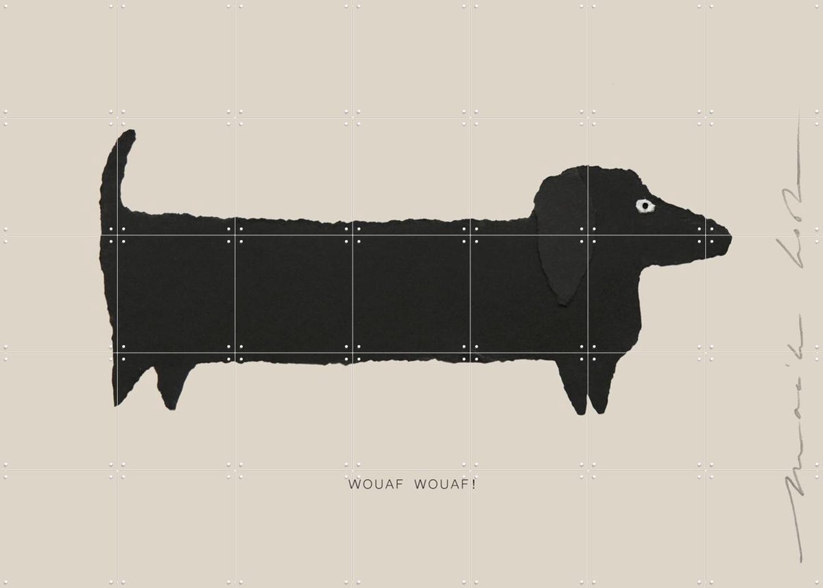 IXXI Le Chien, Maaike Koster & My Deer Art Shop - 140 x 100 cm - Gratis ophangtool - Grote wanddecoratie en posters - Speels, Minimalisme, Cartoonesk