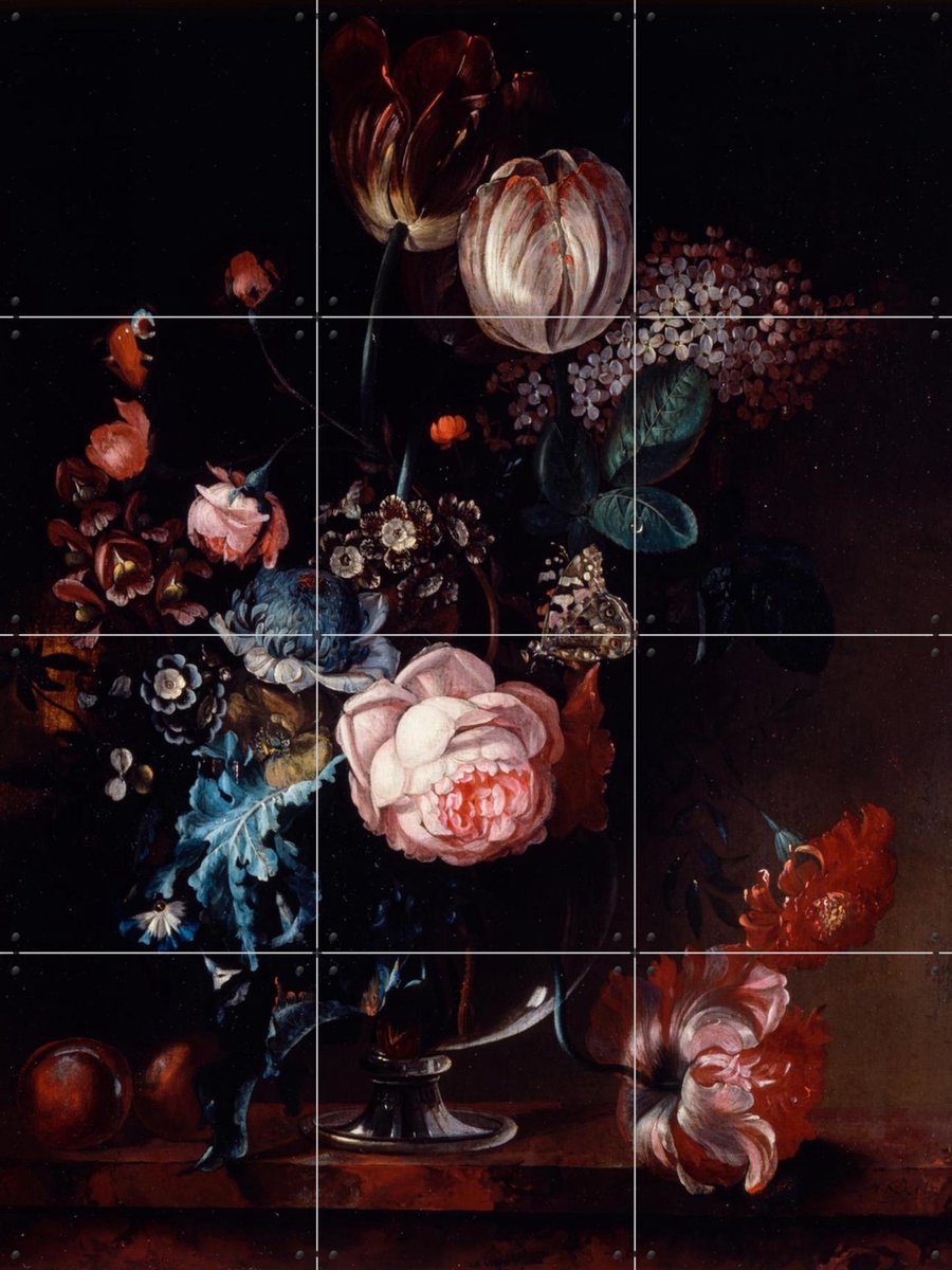 IXXI Bloemstilleven, Nicolaas Frederik Knip & Het Noordbrabants Museum - 60 x 80 cm - Gratis ophangtool - Grote wanddecoratie en posters - Klassiek,
