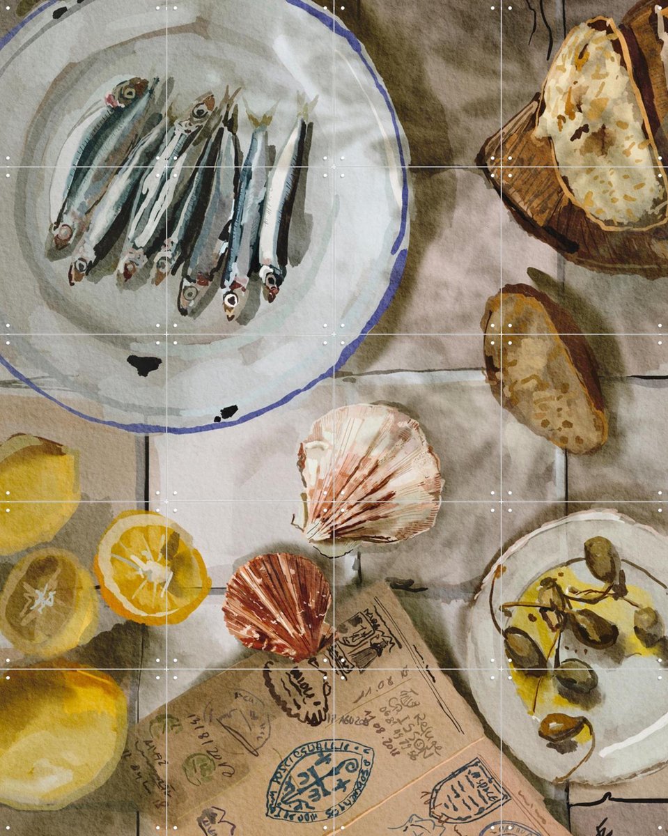 IXXI El Camino lunch, Ekaterina Zagorska - 80 x 100 cm - Gratis ophangtool - Grote wanddecoratie en posters Eten & Drinken