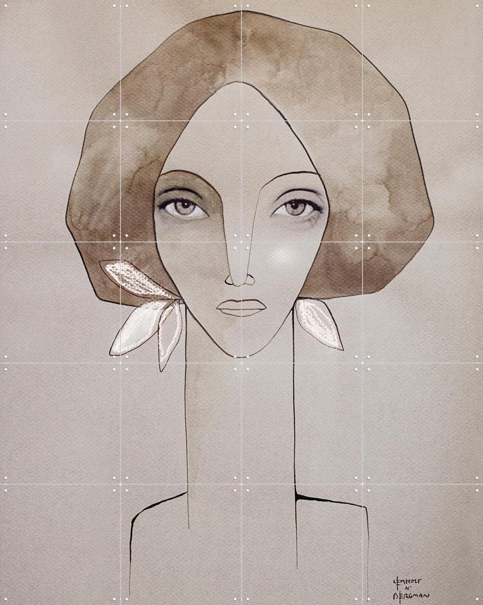 IXXI Olive, Lemholt N' Bergman - 80 x 100 cm - Gratis ophangtool - Grote wanddecoratie en posters - Abstract, Line art, Illustraties, Minimalisme