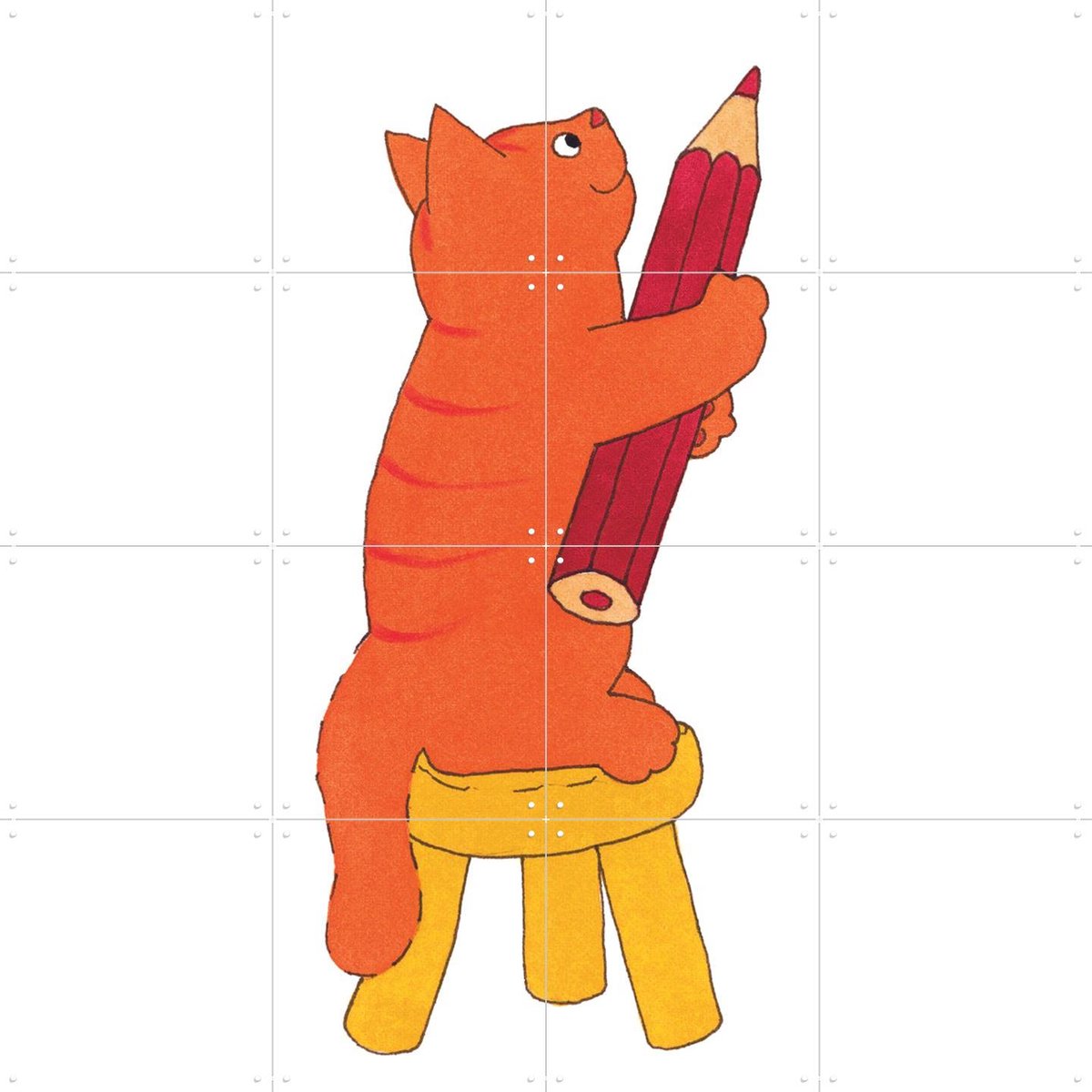 IXXI Dikkie Dik Tekent, Dikkie Dik - 80 x 80 cm - Gratis ophangtool - Grote wanddecoratie en posters - Illustraties, Speels, Cartoonesk, Kinderkamer