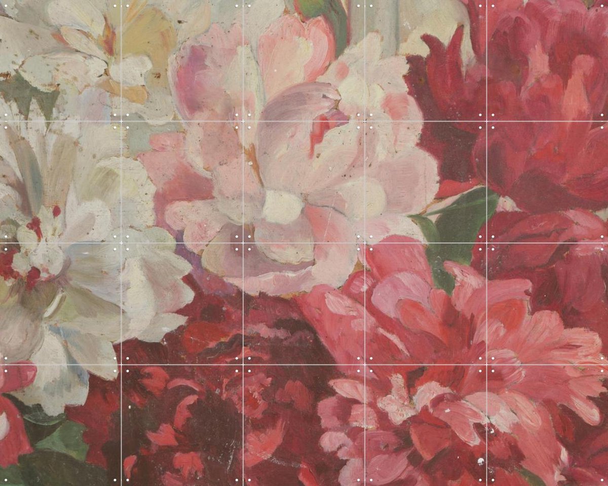 IXXI Tableau Fleurs Genevieve, Aster Edition - 100 x 80 cm - Gratis ophangtool - Grote wanddecoratie en posters - Kleurrijk, Botanisch, Bloemen