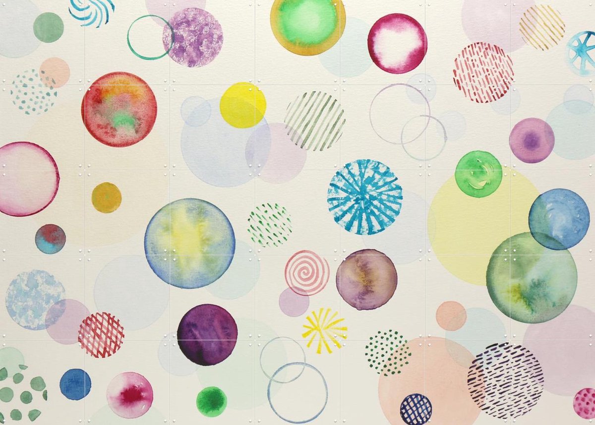 IXXI Happy Bubbles, Natalie Bruns - 140 x 100 cm - Gratis ophangtool - Grote wanddecoratie en posters - Grafisch Ontwerp, Aquarel, Kleurrijk, Speels