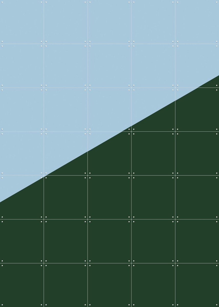 IXXI Color blocking - Blue Green, Allon Dery - 100 x 140 cm - Gratis ophangtool - Grote wanddecoratie en posters - Kleurrijk, Abstract, Grafisch