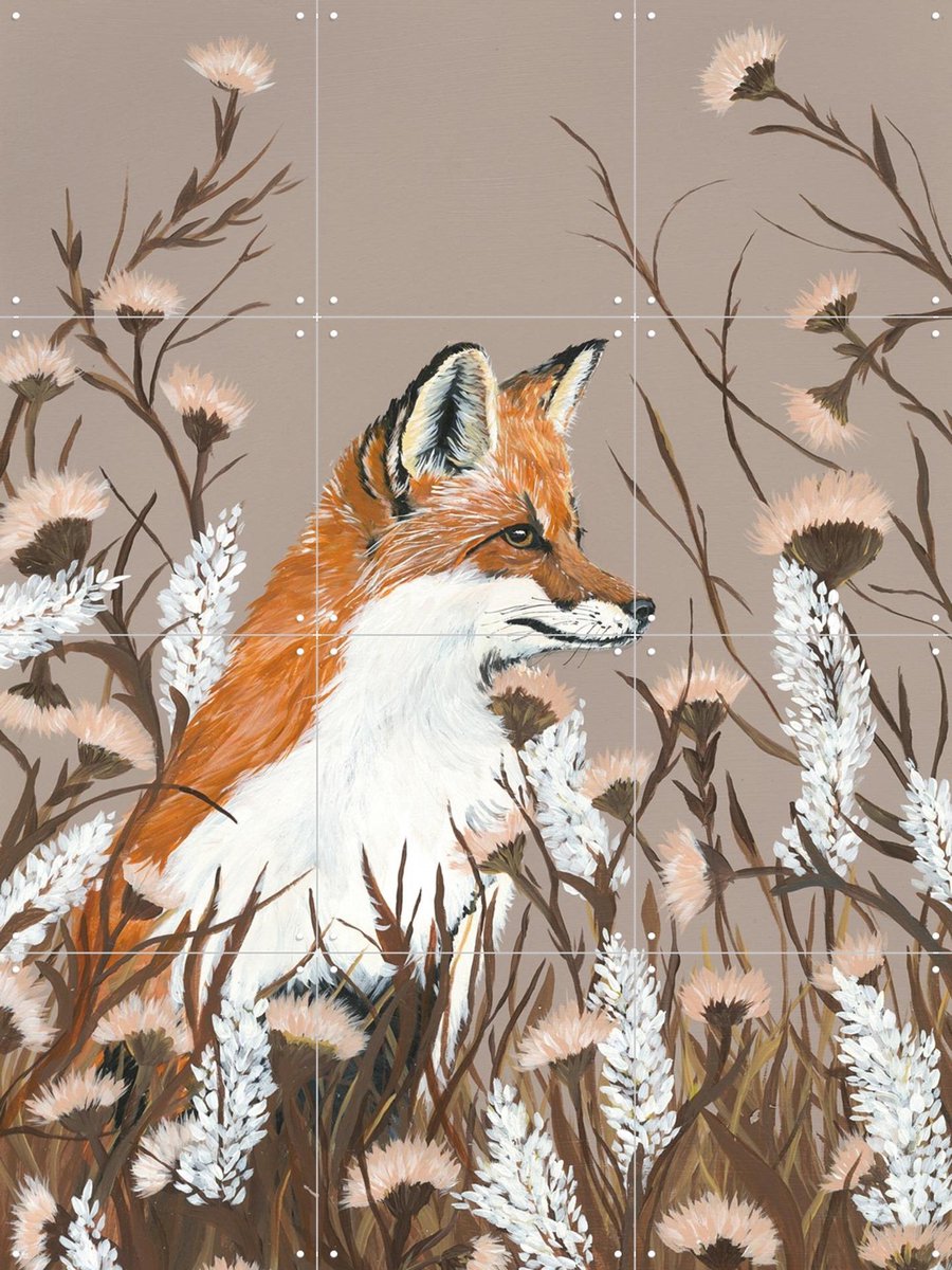 IXXI Hide in the Meadow, Lens en penseel door Myrte - 60 x 80 cm - Gratis ophangtool - Grote wanddecoratie en posters - Realisme, Schilderijen