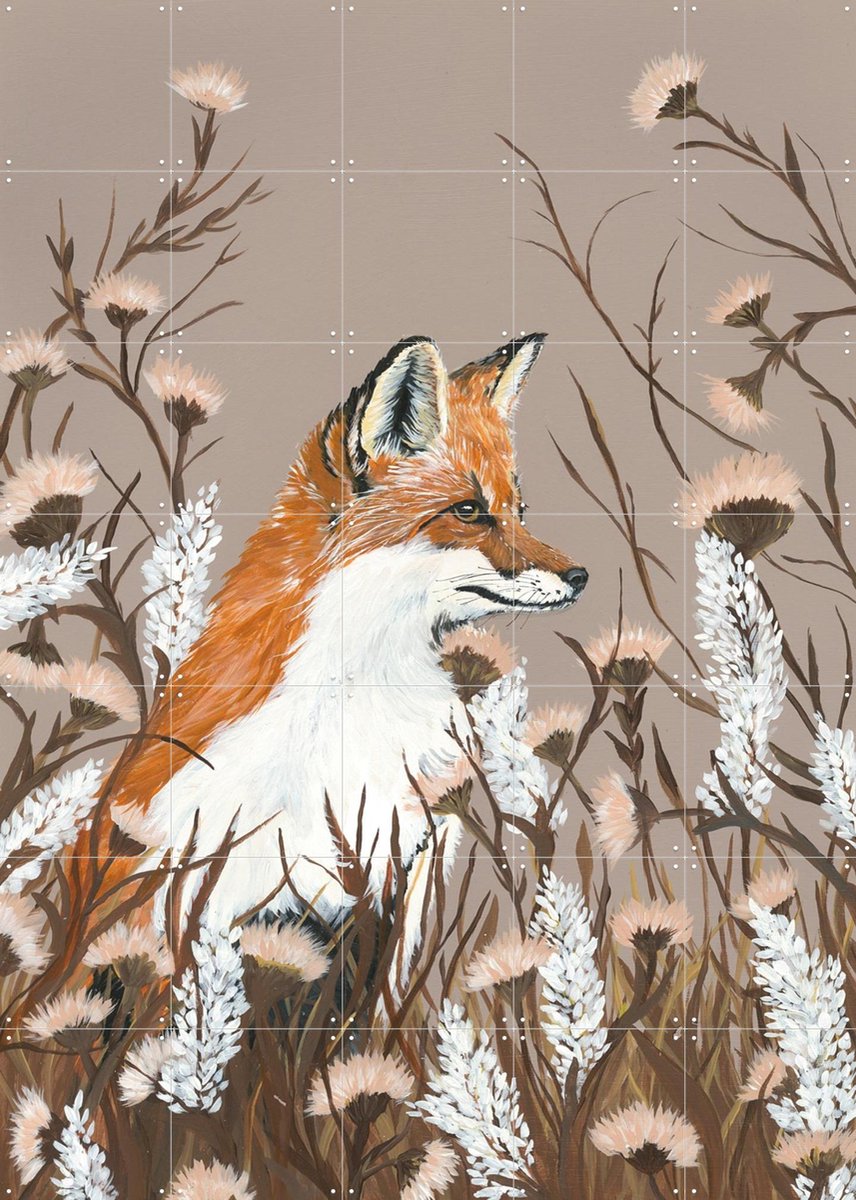 IXXI Hide in the Meadow, Lens en penseel door Myrte - 100 x 140 cm - Gratis ophangtool - Grote wanddecoratie en posters - Realisme, Schilderijen