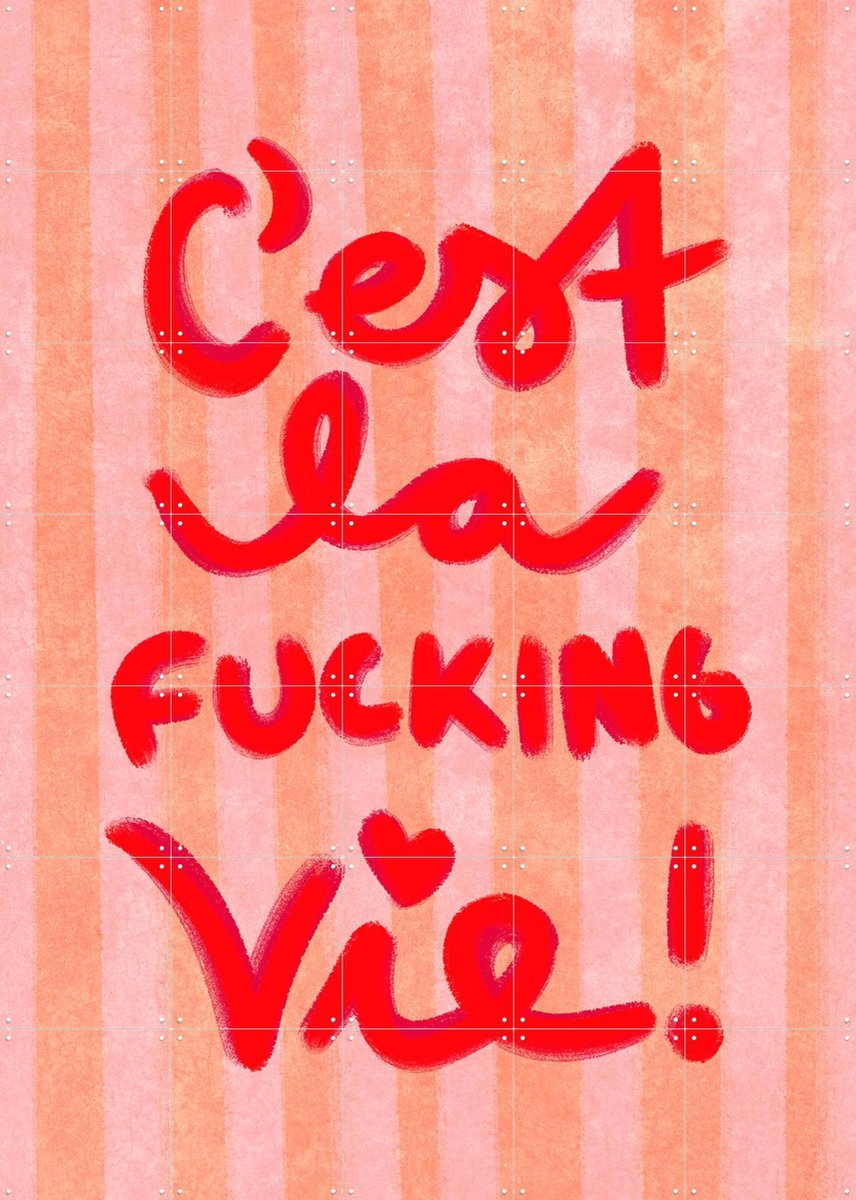 IXXI La Fucking Vie, Raissa Oltmanns - 100 x 140 cm - Gratis ophangtool - Grote wanddecoratie en posters - Illustraties, Grafisch Ontwerp, Typografie