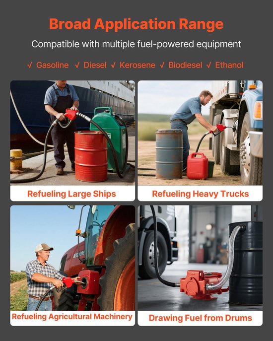 Brandstof Transferpomp - Elektrische Dieselovervoerpomp - 230V - 76 l/min - Automatische Afslag - Met Afvoerslang - Voor Diesel, Benzine, Kerosine, Biodiesel en Ethanolmix van Merkloos — afbeelding 4