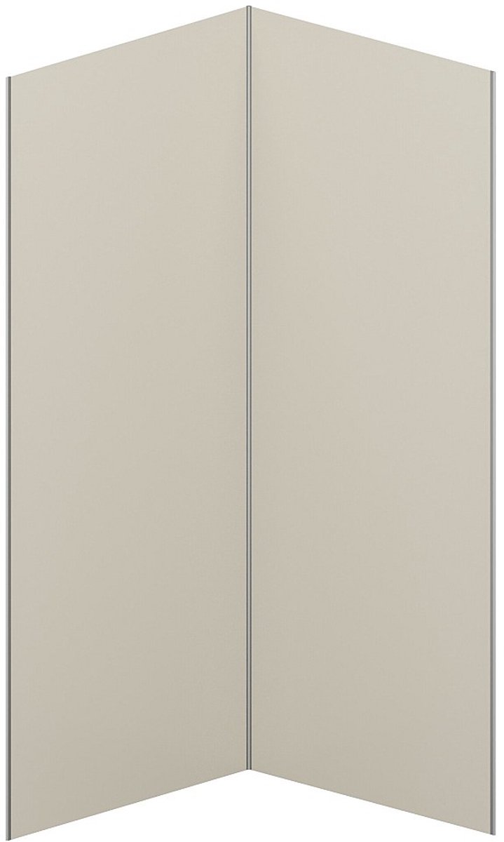 Vente-unique Set van 2 ivoorwitte douchewandpanelen van aluminium met profielen - 2 x L90 