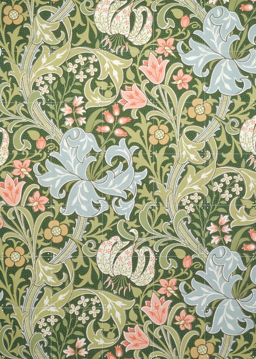 IXXI Golden Lily green, William Morris & Victoria and Albert Museum - 100 x 140 cm - Gratis ophangtool - Grote wanddecoratie en posters - Kleurrijk