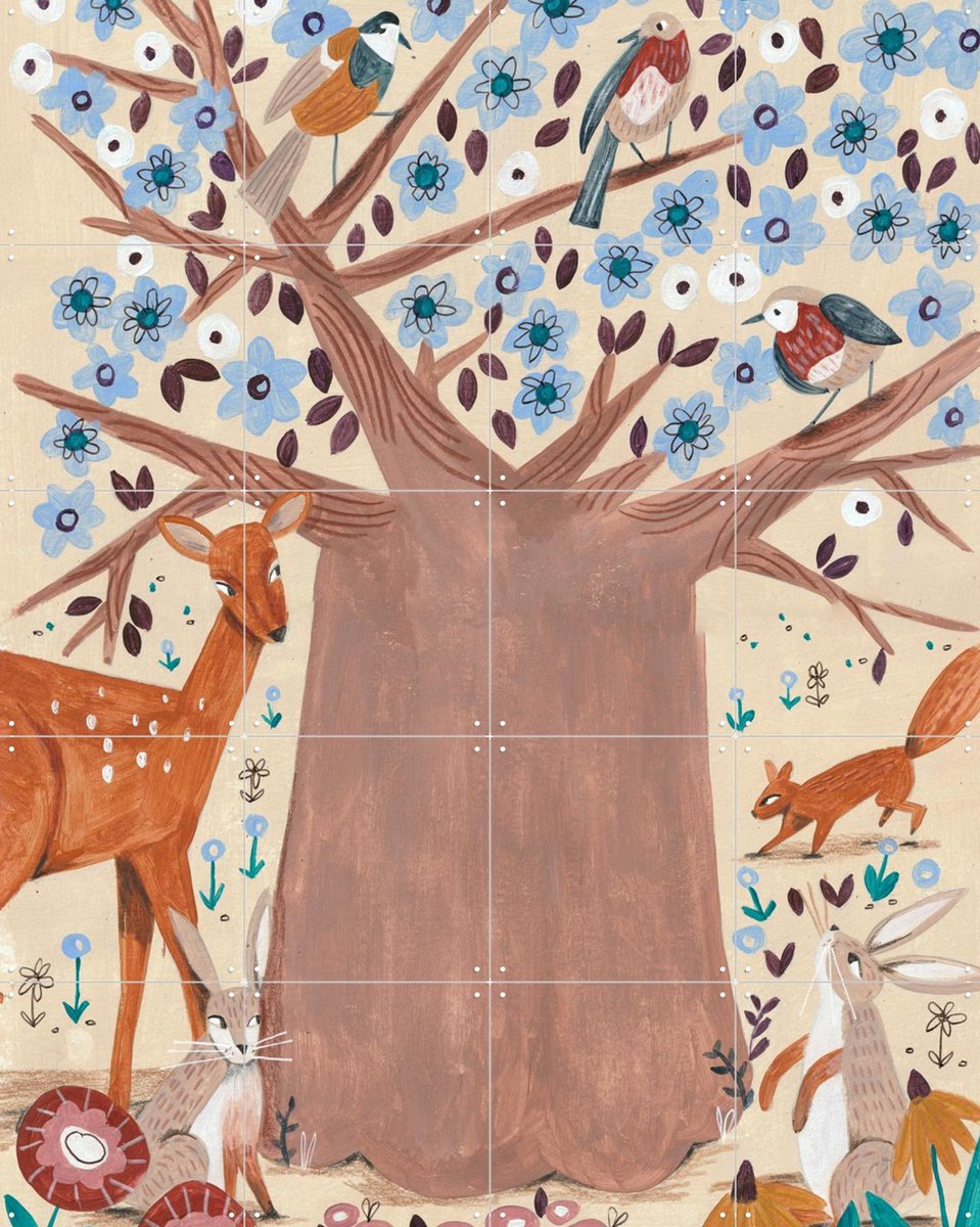 IXXI Tree of life, Caroline Bonne Müller & Various - 80 x 100 cm - Gratis ophangtool - Grote wanddecoratie en posters - Illustraties, Speels