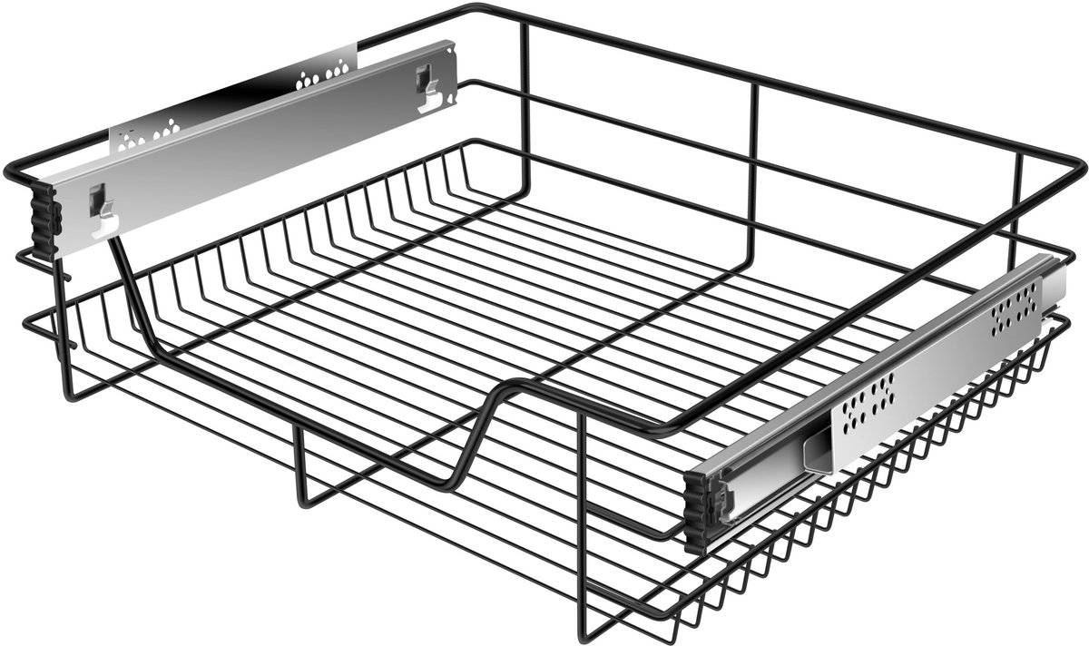KESSER® Keukenlade / Telescopische lade / Keukenkast / Mand uittrekbaar / Kast uittrekbaar / Volledig uittrekbaar / Lade - 1x 60cm - Zwart