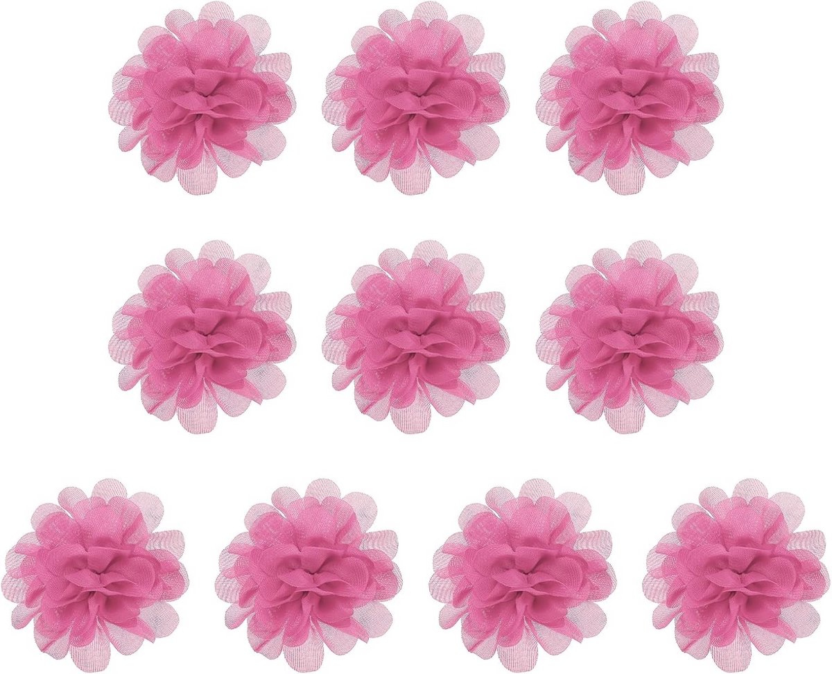 Elegante Versierbloemen van Chiffon voor Handwerken en Bruiloften - 10 Stuks Roze