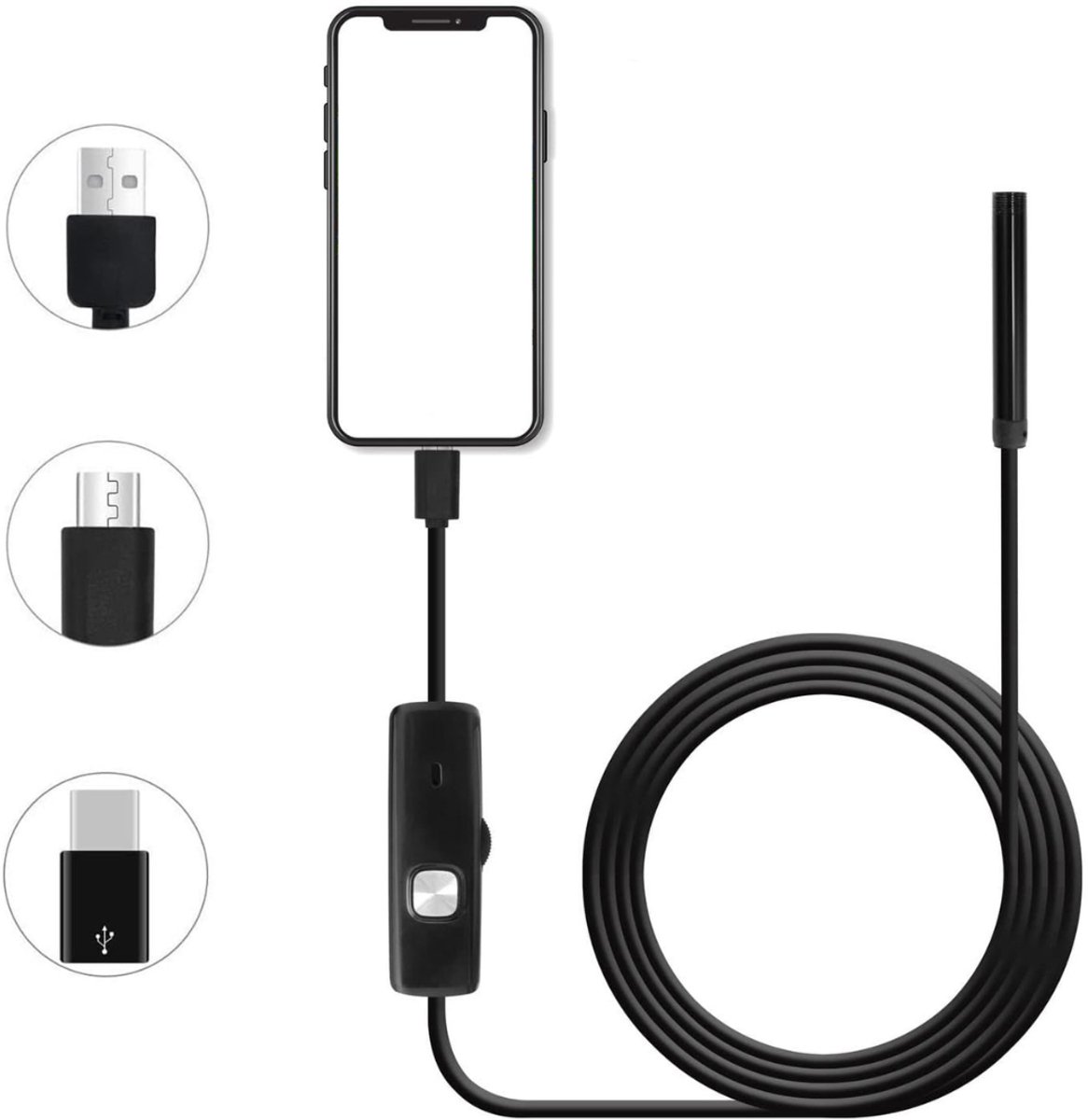 NBAP® USB Endoscoop Android– Draadloze Inspectiecamera HD – WiFi endoscoop inspectie camera Voor Android – Zwart - 2M