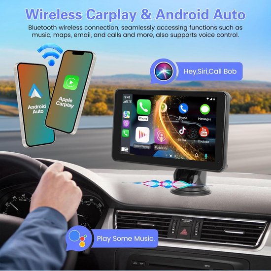 Dissot 9 Inch Auto TV Hoofdsteun Monitor – IPS Touchscreen, CarPlay & Android Auto, Universele Beugel – Voor Achterbank