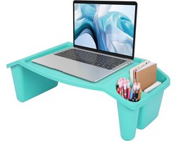 Allecto - Laptoptafel - Schootbureau - Multifunctioneel in Blauw - Bureauhouder - Met Brede Opslagvakken - Bedtafel voor Laptop Standaard, Ontbijt, Lezen, Notebooks, Gaming - Geschikt voor diverse merken - Belle Vous