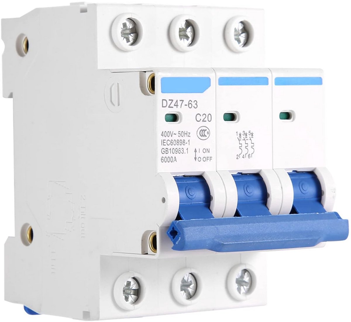 3-polige Aardlekschakelaar 400V AC 20A Installatie Stroomonderbreker
