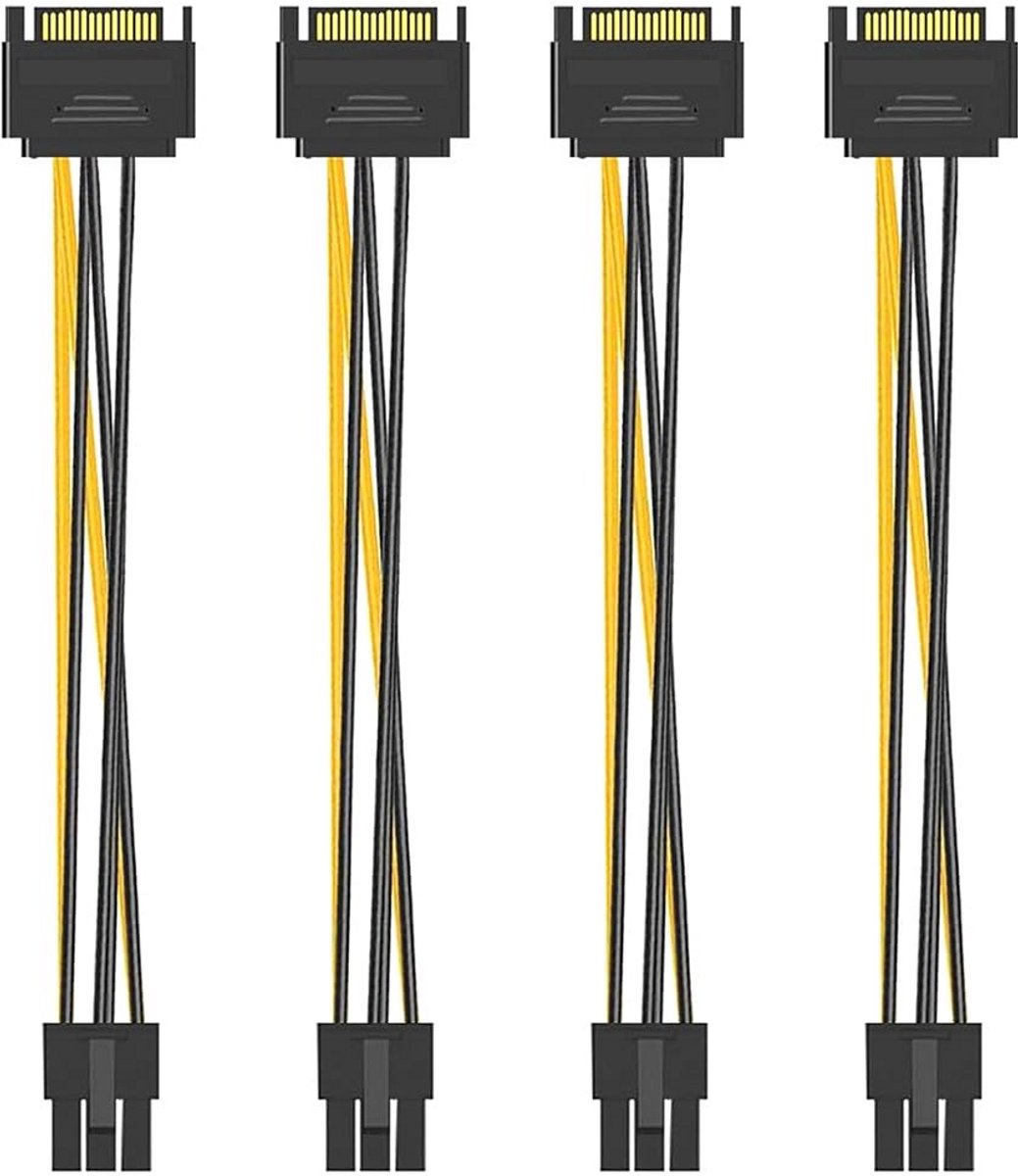 4 Stuks SATA 15-Pin naar 6-Pin Voeding Adapter Kabel voor Videokaart - 20 cm