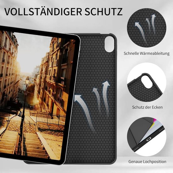 Schokbestendige iPad Hoes 10e & 11e Generatie 10.9 Inch met Trifold Standaard & Auto Wake/Sleep Zwart — afbeelding 5